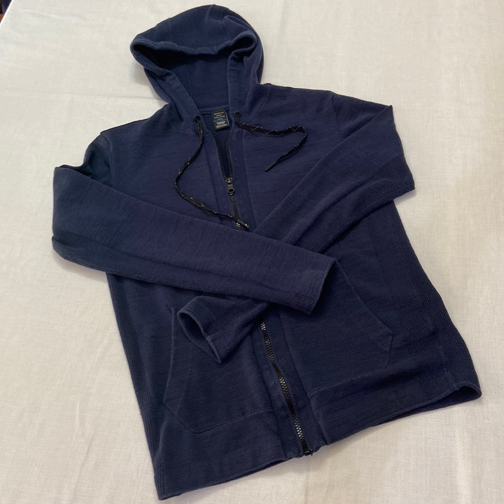 Navy American Eagle Womens Active Flex Zippered Front Hoodie Jacket  Size S